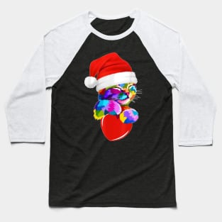 Cute Cat Colorful Christmas Party Pajama Funny Xmas Gifts Baseball T-Shirt
